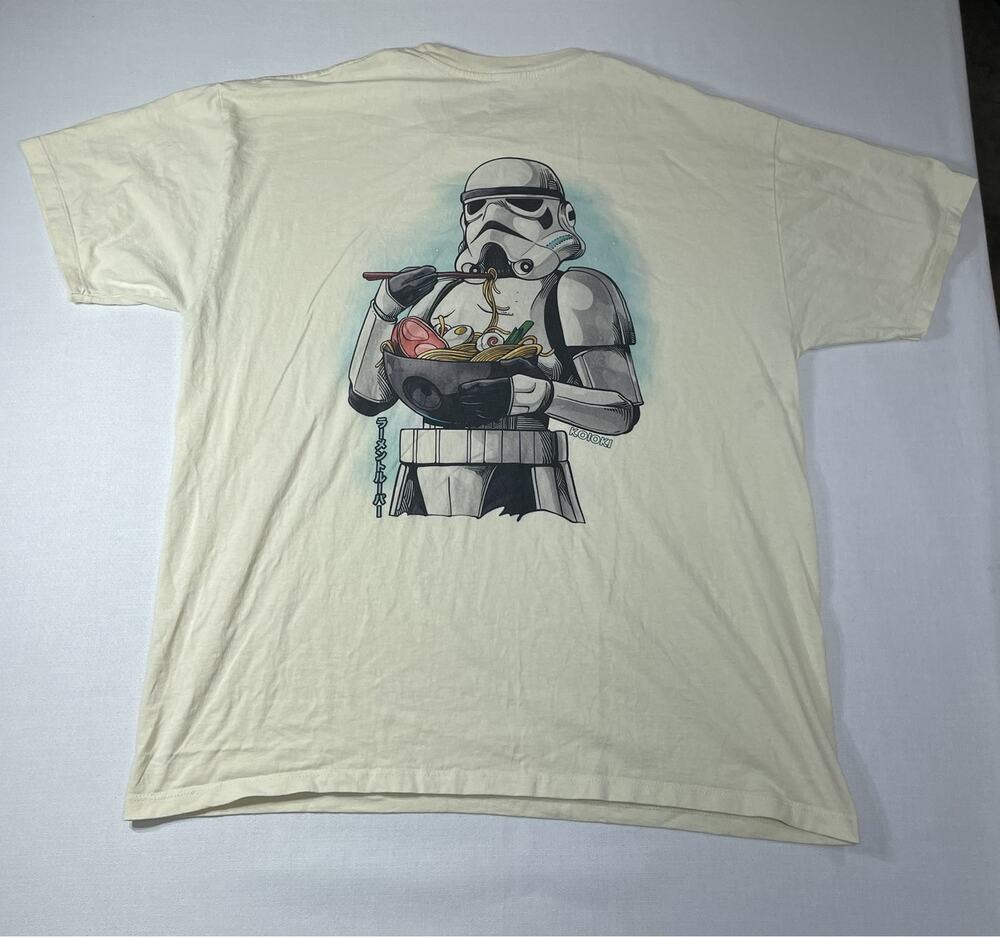 KOIOKI Stormtrooper Ramen T Shirt Mens XL Star Wars Inspired Graphic Tee Cream